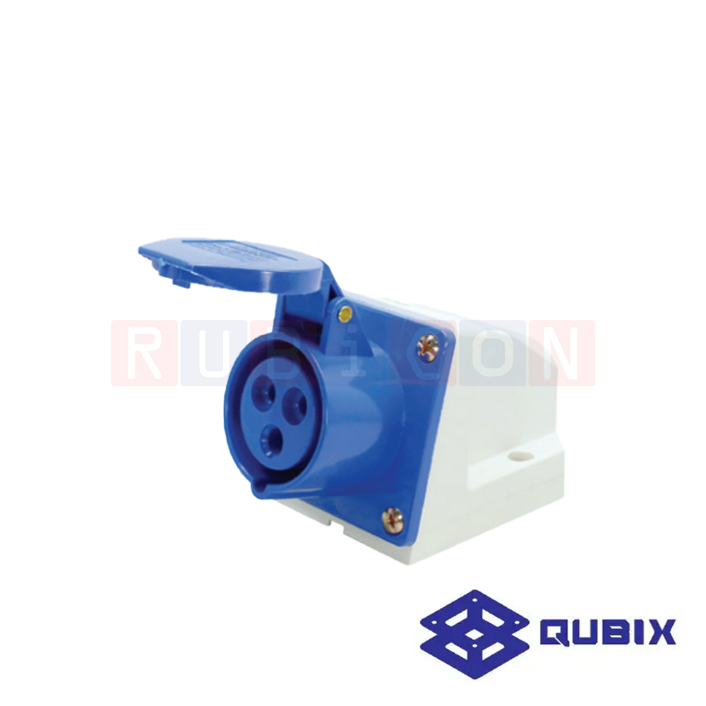 QUBIX AJ-113L ปลั๊กพาวเวอร์ตัวเมียติดลอย 3 ขา 2P+E 16A 220-240V 6H IP44 (WALL SOCKET)