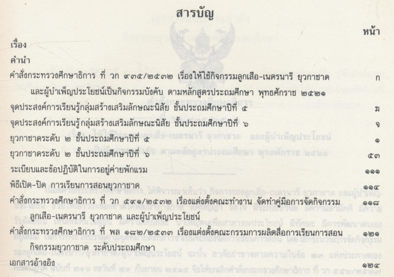 คู่มือ การจัดกิจกรรมยุวกาชาด ชั้นประถมศึกษาปีที่ ๕ - ๖ (เตรียมยุวกาชาด - ยุวกาชาดระดับ ๒)
