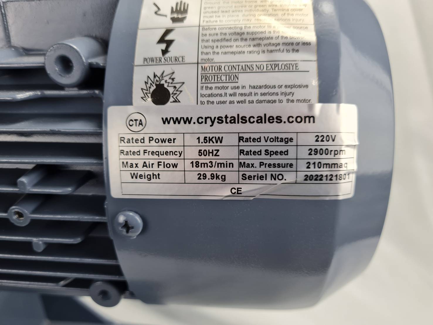 Industrial Centrifugal Fan (Heat) พัดลมโบลเวอร์สำหรับดูดอากาศร้อน 200 องศา 2HP 220V ใช้ในงานอบร้อนหรือเป่าแห้ง โบเวอร์หอยโข่ง ทนความร้อนสูง โบเวอร์เตาอบ