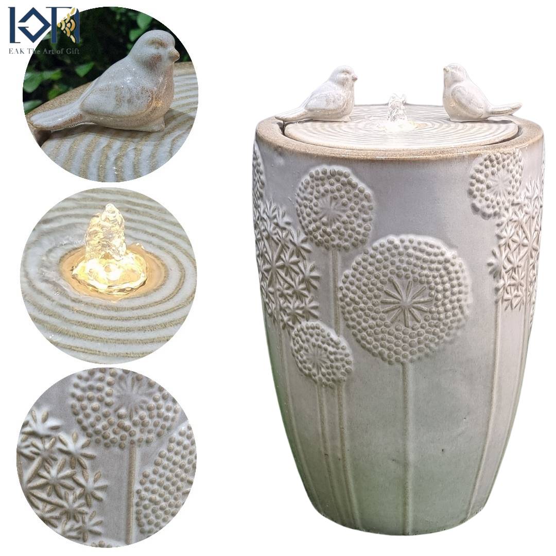 น้ำพุตั้งพื้น รุ่นเซรามิกนกคู่MZ16190BA น้ำพุล้นหน้าบ้าน น้ำพุแต่งสวนเสริมฮวงจุ้ย อ่างน้ำตกสำเร็จรูป