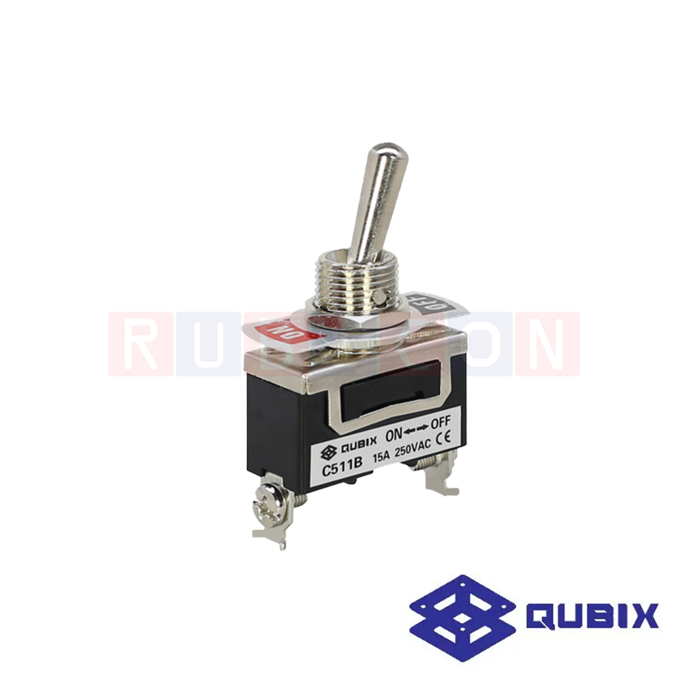 QUBIX C511B ท๊อกเกิ้ลสวิตช์ 1P 2 ขั้ว 15A / 250V (ON-OFF Go-on ) Screw type (TOGGLE SWITCH)