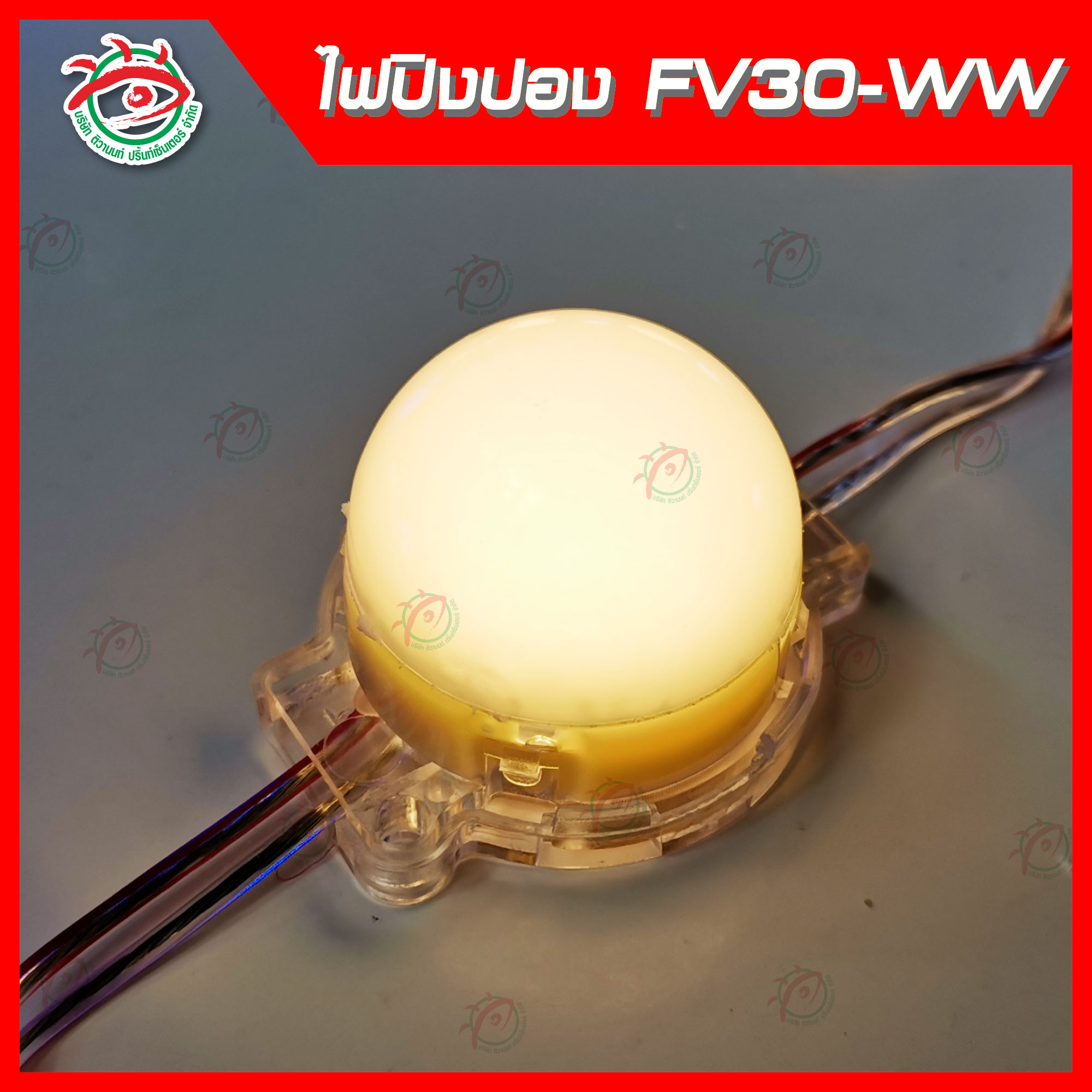 ไฟLED หัวปิงปอง3cm F30-24V-1W-WW สีวอร์มไวท์