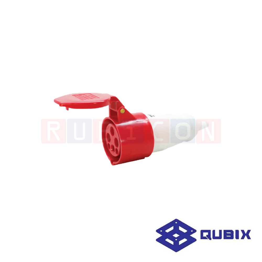 QUBIX AJ-214L ปลั๊กพาวเวอร์ตัวเมียกลางทาง 4 ขา 3P+E 16A 380-415V 6H IP44