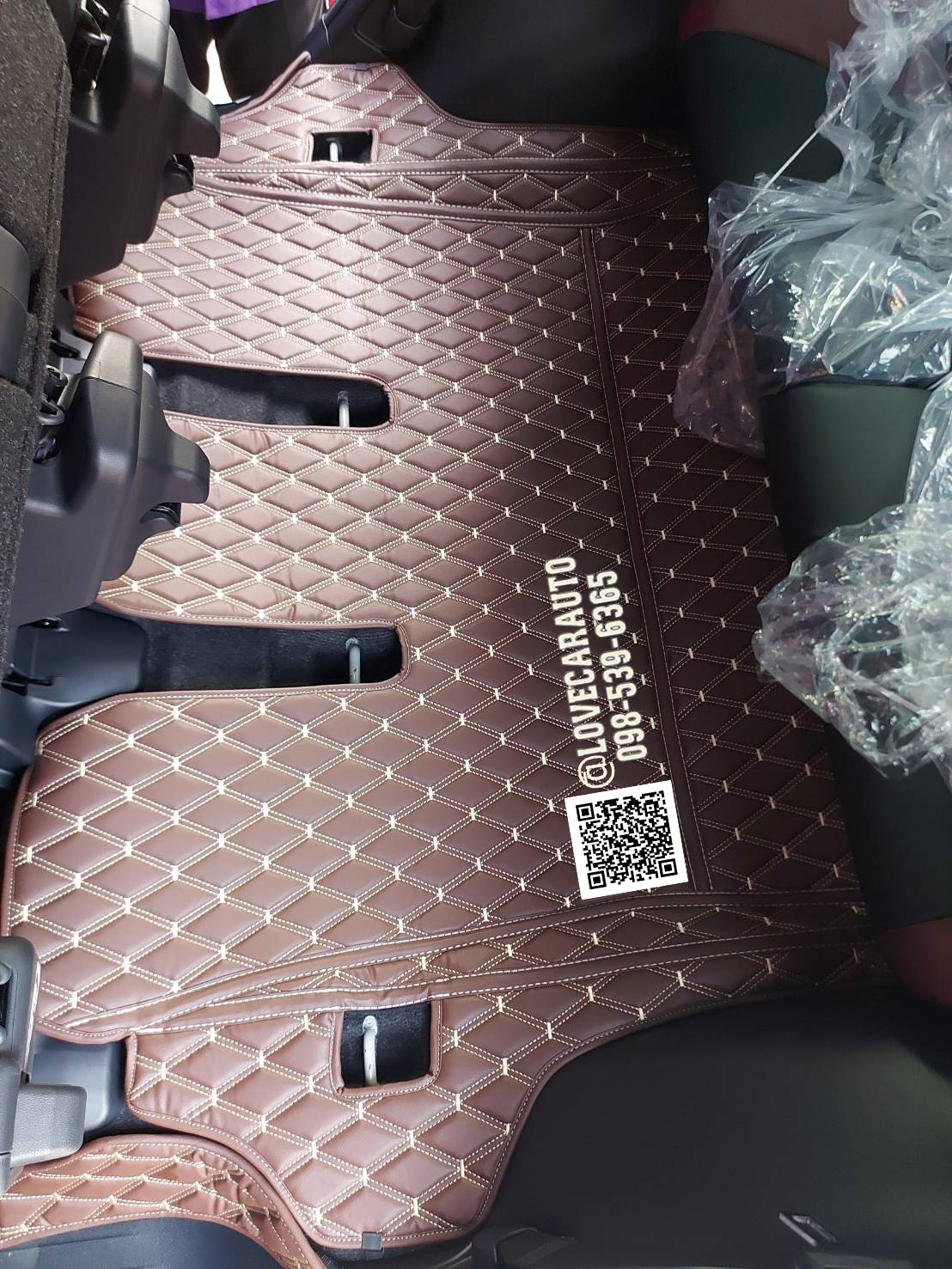 พรมปูพื้นรถยนต์ toyota fortuner 2023 พรม vvip สีกาแฟด้ายทอง