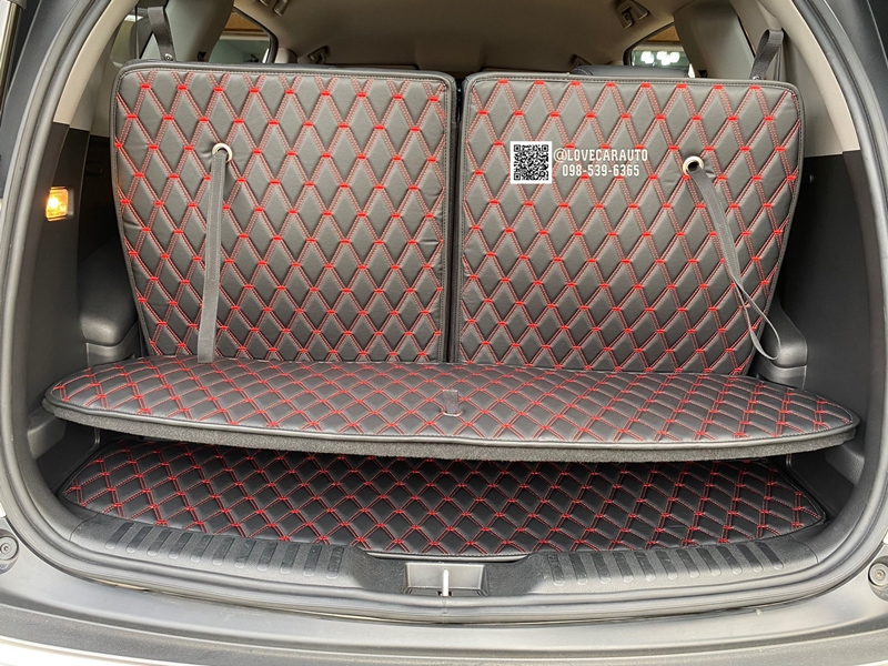พรมปูพื้นรถยนต์ Honda CRV G5 7ที่นั่ง สีดำด้ายแดง