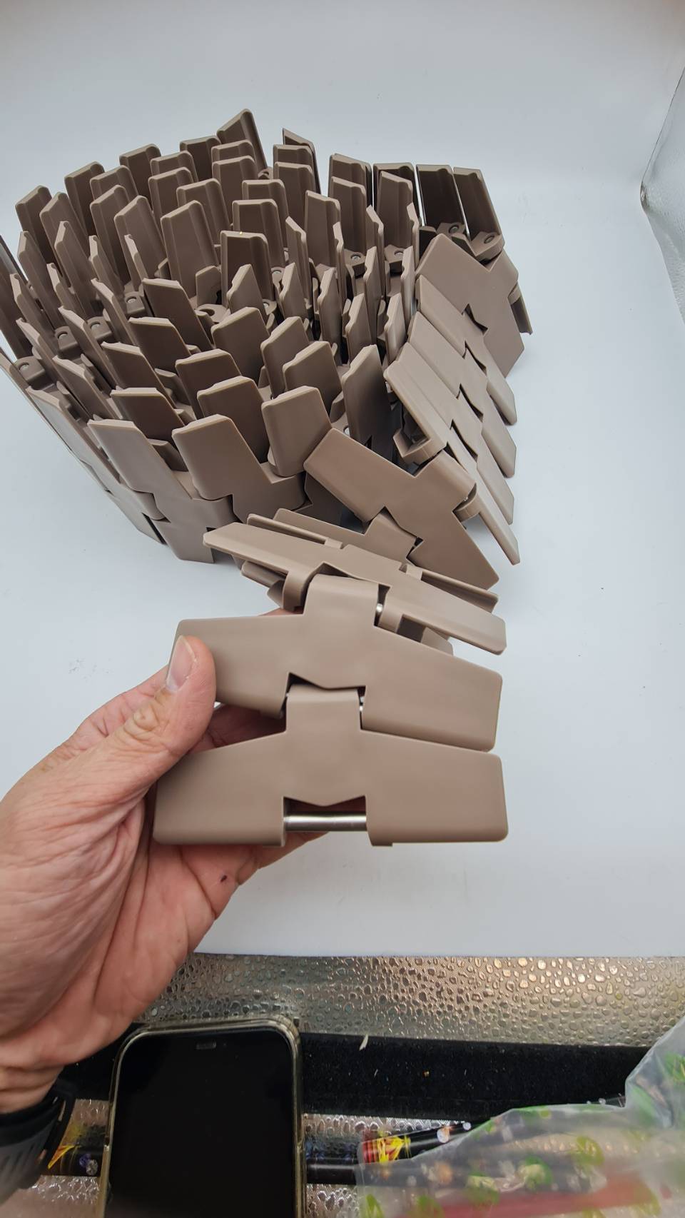 880-K450 BO TAB curve top chain ความกว้าง 114 มิลลิเมตร สายพานลำเลียงทางโค้ง แคบ R300มิลลิเมตร