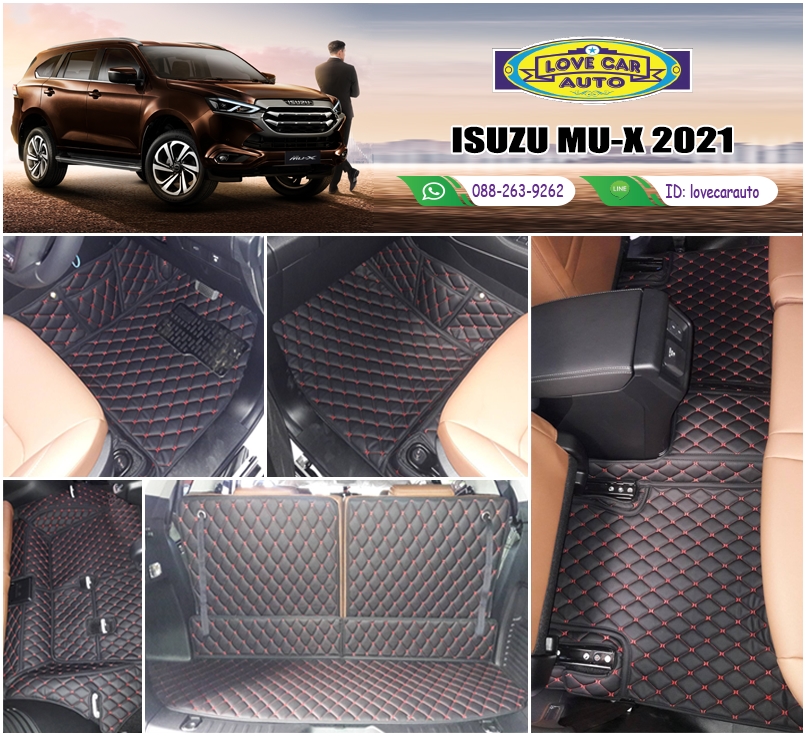 พรมรถยนต์ 6D สีดำด้ายแดง ISUZU MU-X 2021