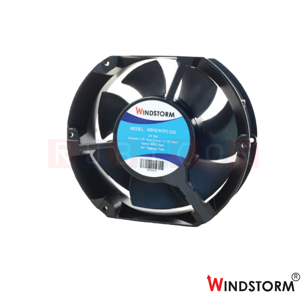 "WINDSTORM" WB157H7PI-D2L-G พัดลมระบายอากาศ แบบลูกปืน 6" 24VDC