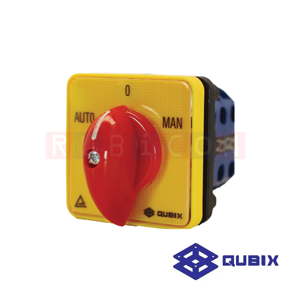 QUBIX SA16-3-2/61026-B03E สวิตช์สับเปลี่ยนสองทางมีตำแหน่งปิด 2P 16A 3kW / 5.5kW ขนาด 48×48มม. (CHANGE OVER SWITCHES WITH OFF)