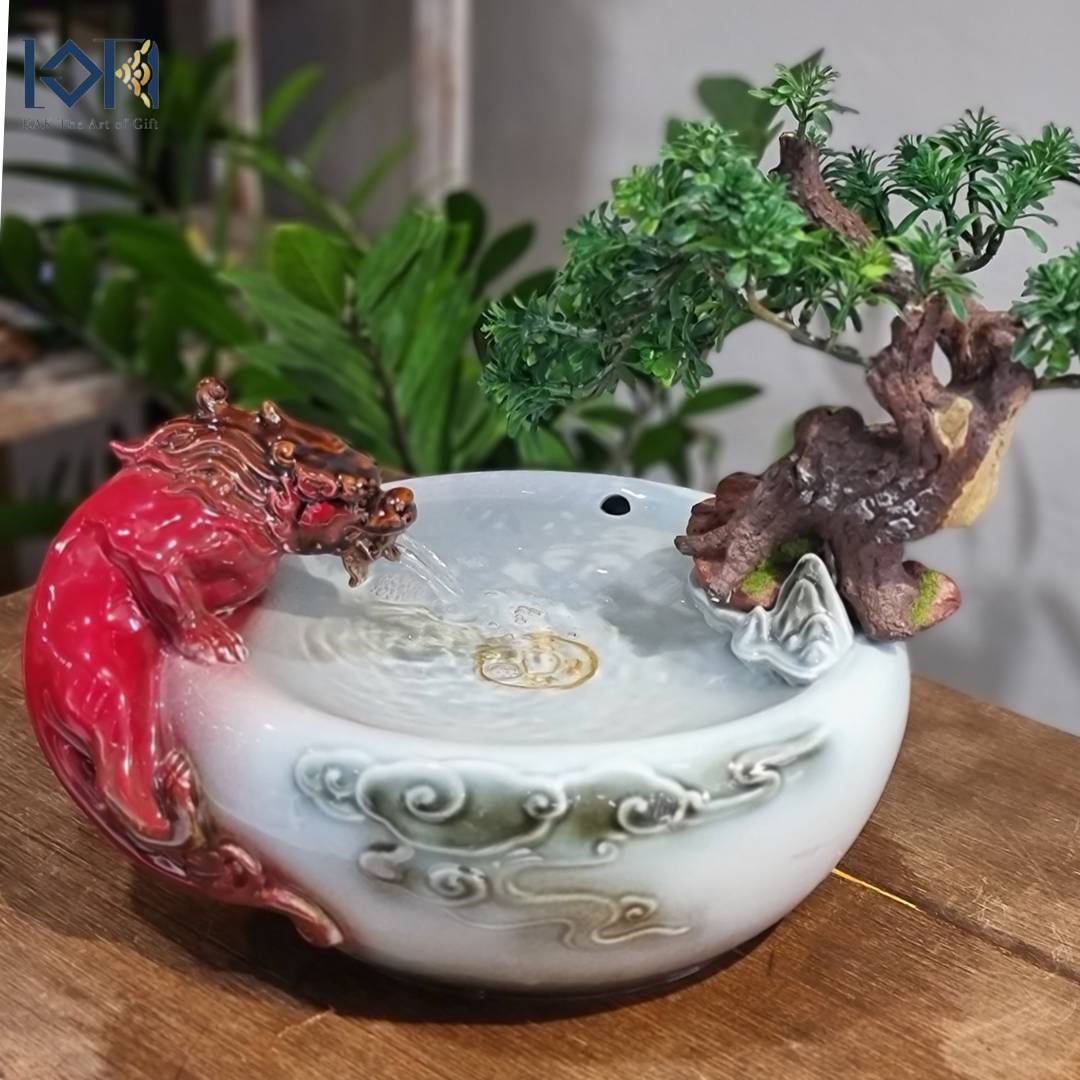 น้ำพุตั้งโต๊ะ รุ่นปี่เซียะกินน้ำรหัสสินค้า10493 ตกแต่งบ้านเสริมฮวงจุ้ย น้ำตกน้ำล้นของขวัญมงคล