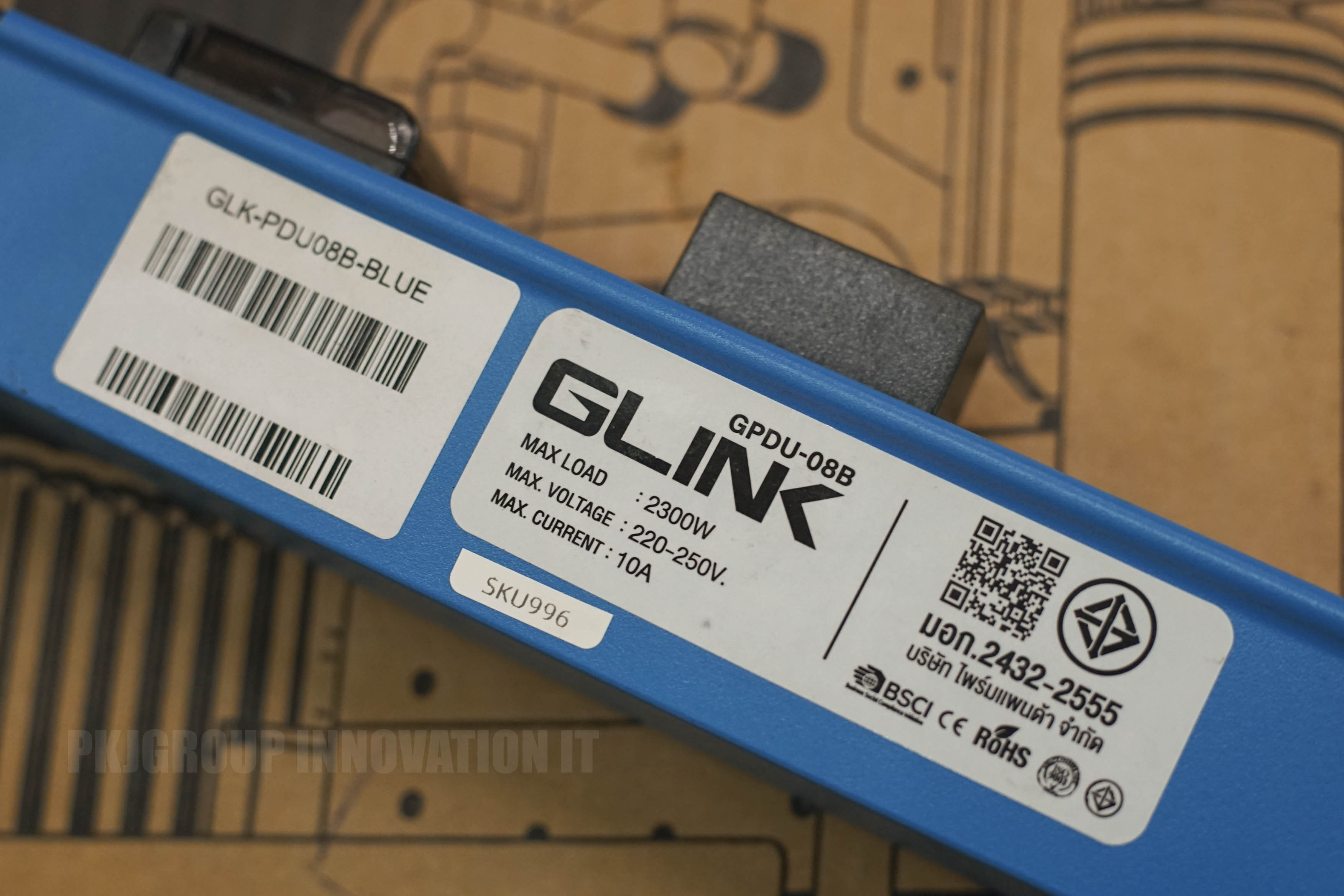 ปลั๊กไฟ Powerbar GLink GPDU-08 สีน้ำเงิน ของใหม่ ป้องกันไฟกระชากจากฟ้าผ่ากันไฟเกินตัวยึดผนังหมุนได้ 360 องศา ประกัน 5 ปี