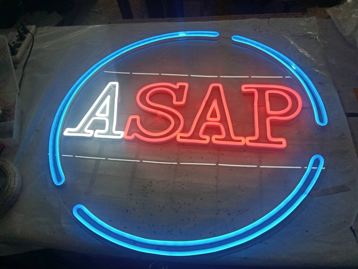 ป้ายไฟแอลอีดีนีออนเฟล็ค งานป้ายชื่อร้านASAPนีออน
