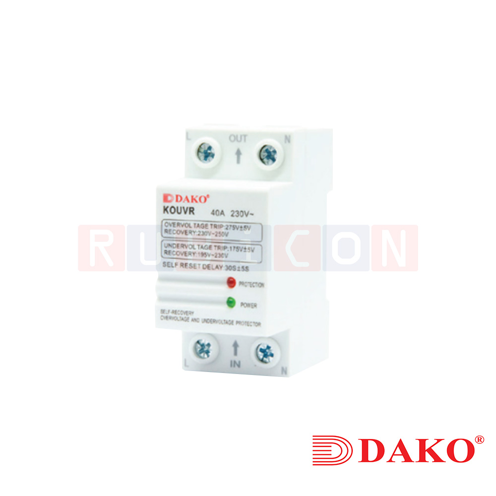 "DAKO" KOUVR-2P ขนาด 82x36x68 mm อุปกรณ์ป้องกันไฟตกไฟเกิน OVER AND UNDER VOLTAGE PROTECTOR