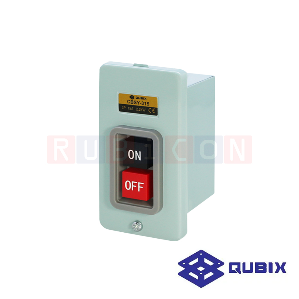 QUBIX CBSY-315 สวิตซ์กดจม ON-OFF 3P 15A 600V 2.2KW SCREW TERMINAL M4 ติดตั้งแบบฝัง IRON (POWER PUSHBUTTON SWITCH)