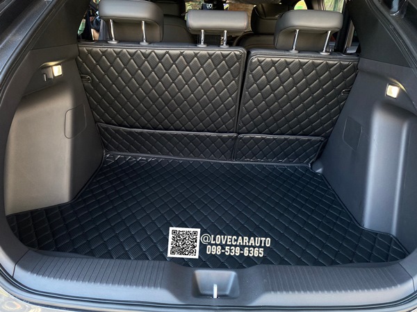 พรมปูพื้นรถยนต์ 6D Honda Hrv 2022 ลายเคฟล่าสีดำด้ายดำ