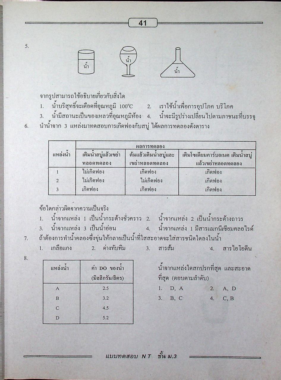 แบบทดสอบ เพื่อเตรียมสอบ NT ชั้น ม.3