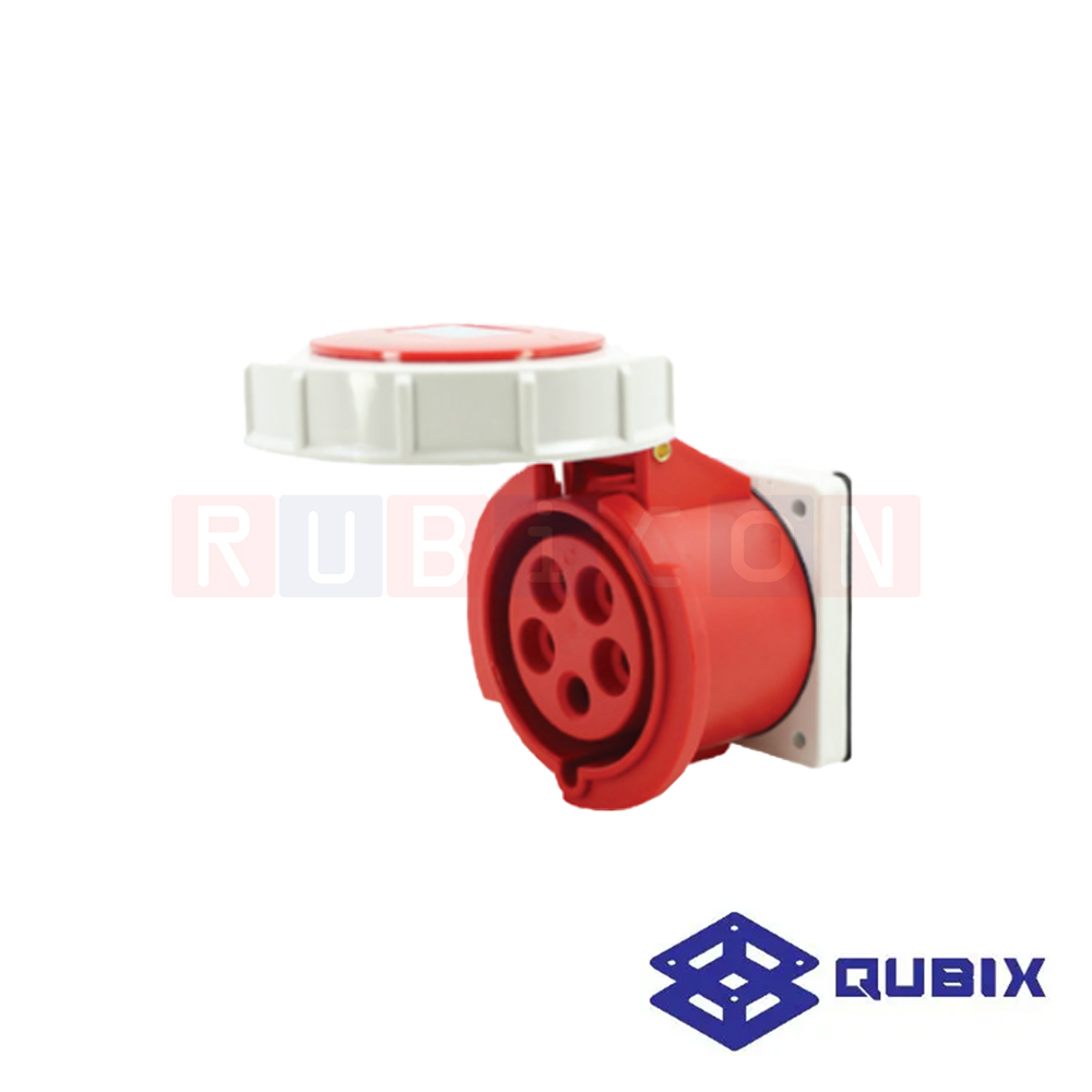 QUBIX AJ-4152 ปลั๊กพาวเวอร์ตัวเมียฝังหน้าตรงกันน้ำ 5 ขา 3P+N+E 16A 220-415V 6H IP67
