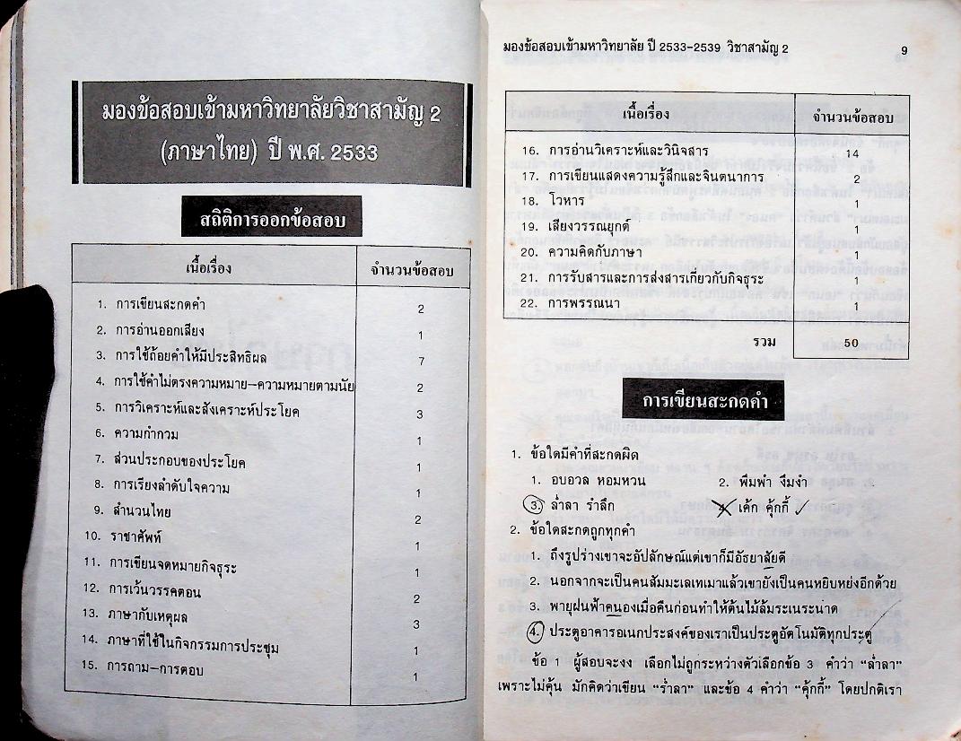มองข้อสอบเข้ามหาวิทยาลัย ปี 33-39 สามัญ 2