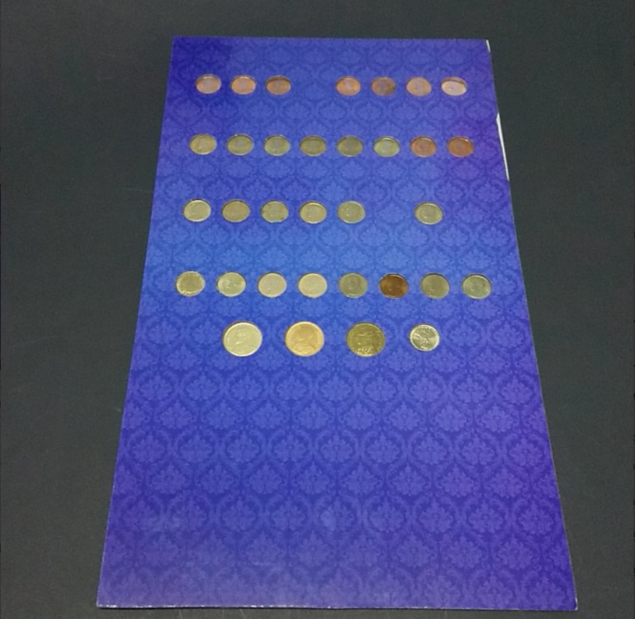 เหรียญ 25 สตางค์ หมุนเวียน ร9 ครบชุด พ.ศ (2493-2560 **ไม่มี ปี 42-44-56)ผ่านใช้งาน พร้อมแผง