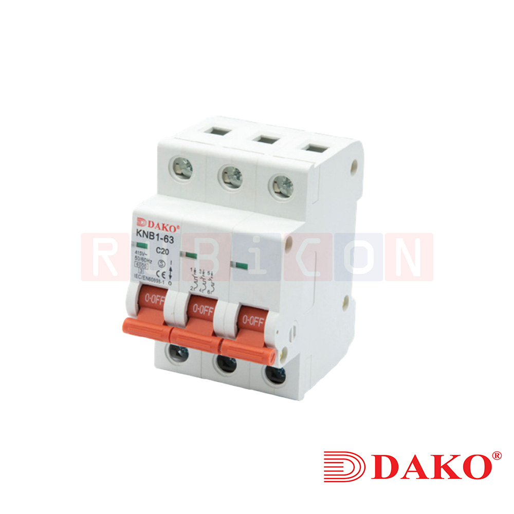 "DAKO" KNB1-63-3P 415V เซอร์กิตเบรกเกอร์ สำหรับคอนซูมเมอร์ยูนิต และโหลดเซ็นเตอร MINIATURE CIRUIT BREAKER (MCB)