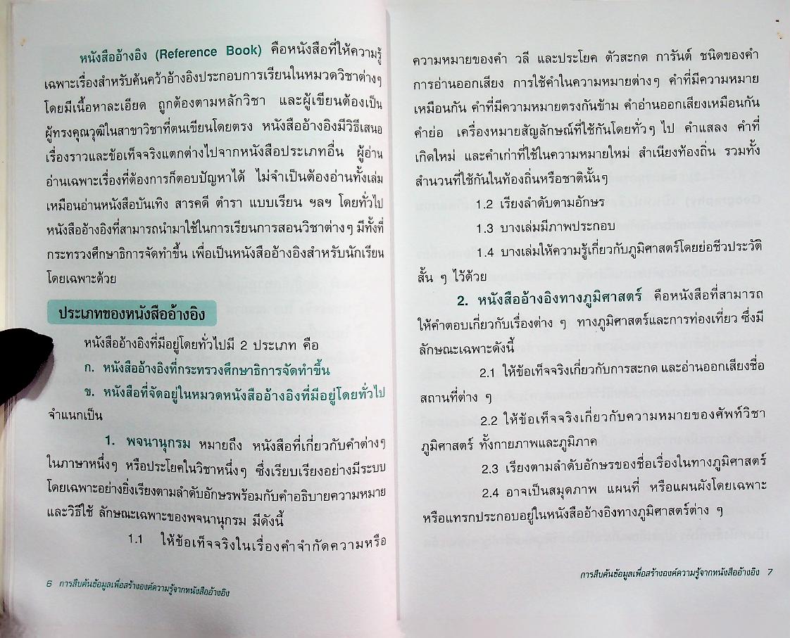 การสืบค้นข้อมูล เพื่อสร้างองค์ความรู้จากหนังสืออ้างอิง