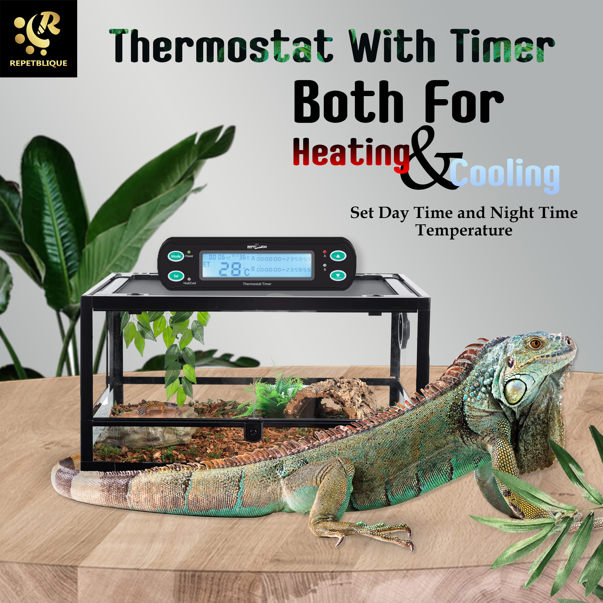 REPTI ZOO THC10 Thermostat With Timer Controller อุปกรณ์ควบคุมอุณหภูมิ ทั้งร้อนและเย็น ตั้งเวลาได้ ทั้งกลางวันและกลางคืน 24 ชม. Temperature Controller