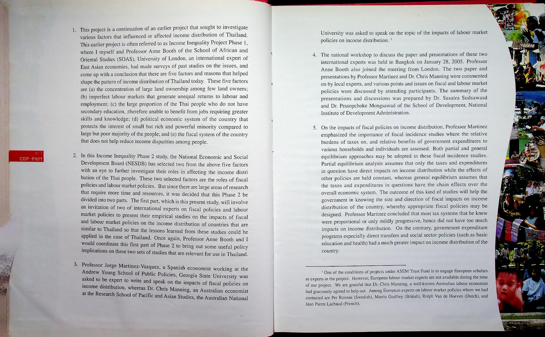 IMPACTS OF FISCAL AND LABOUR MARKET POLICIES ON INCOME DISTRIBUTION: LESSONS FOR THAILAND