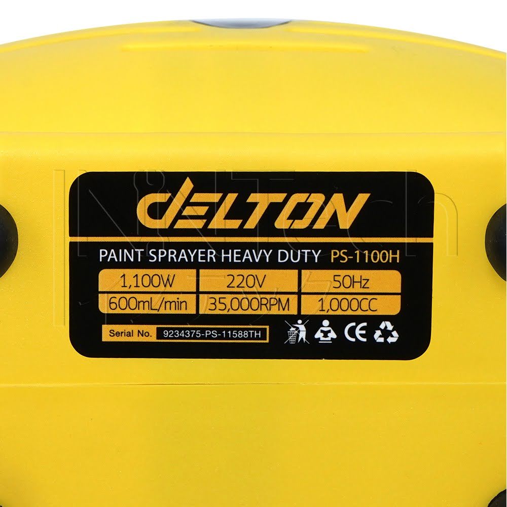 รหัสสินค้า 251 DELTON เครื่องพ่นสี กาพ่นสี เครื่องพ่นสีไฟฟ้า 1,100W รุ่นท๊อป PS-1100H ทาสี พ่นสี พร้อมสายสะพาย และอุปกรณ์ครบชุด Paint Sprayer Heavy Duty