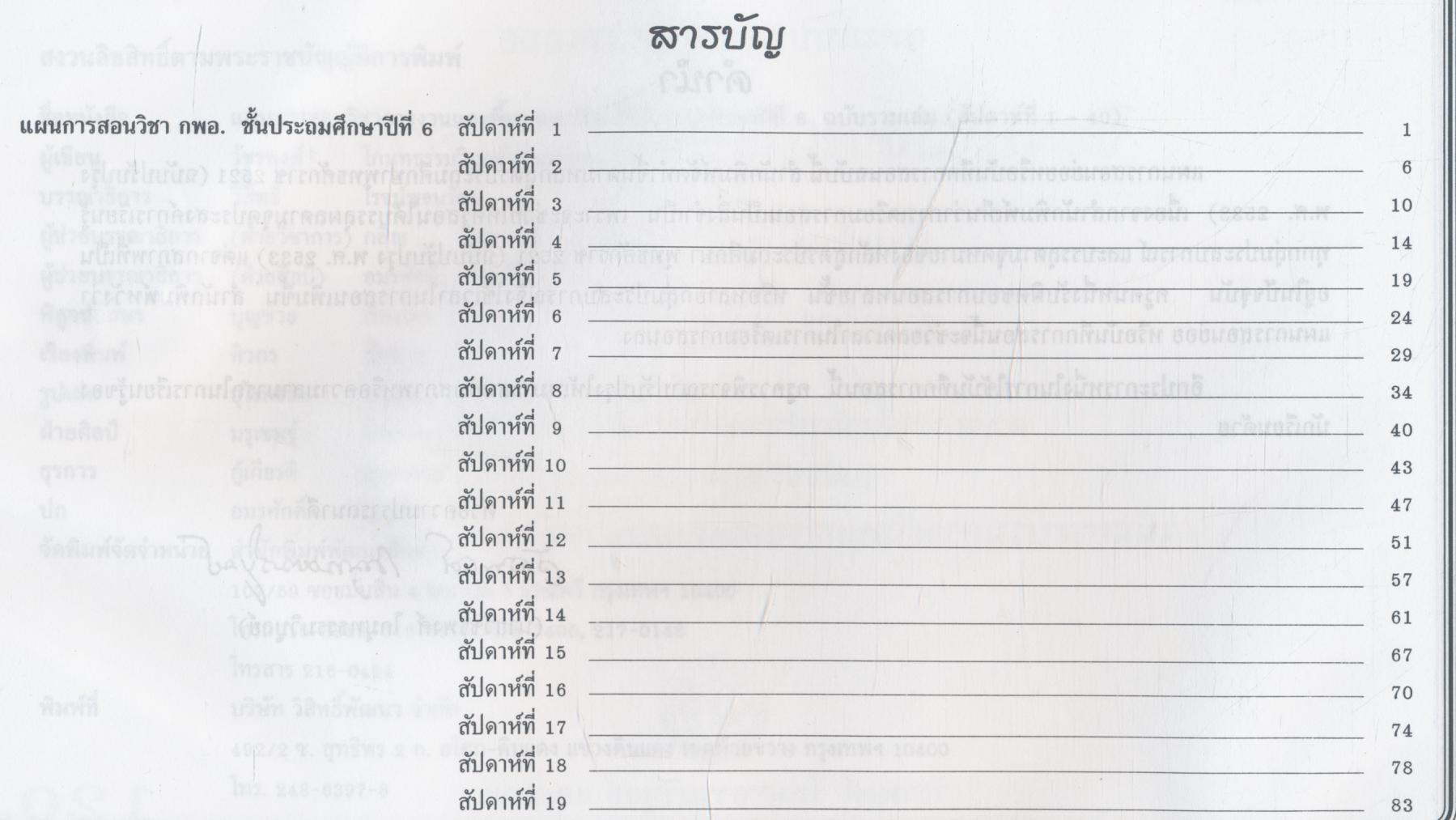 แผนการสอน และแนวข้อสอบพร้อมเฉลย การงานและพื้นฐานอาชีพ (กพอ.) ชั้นประถมศึกษาปีที่ 6 สัปดาห์ที่ 1-40