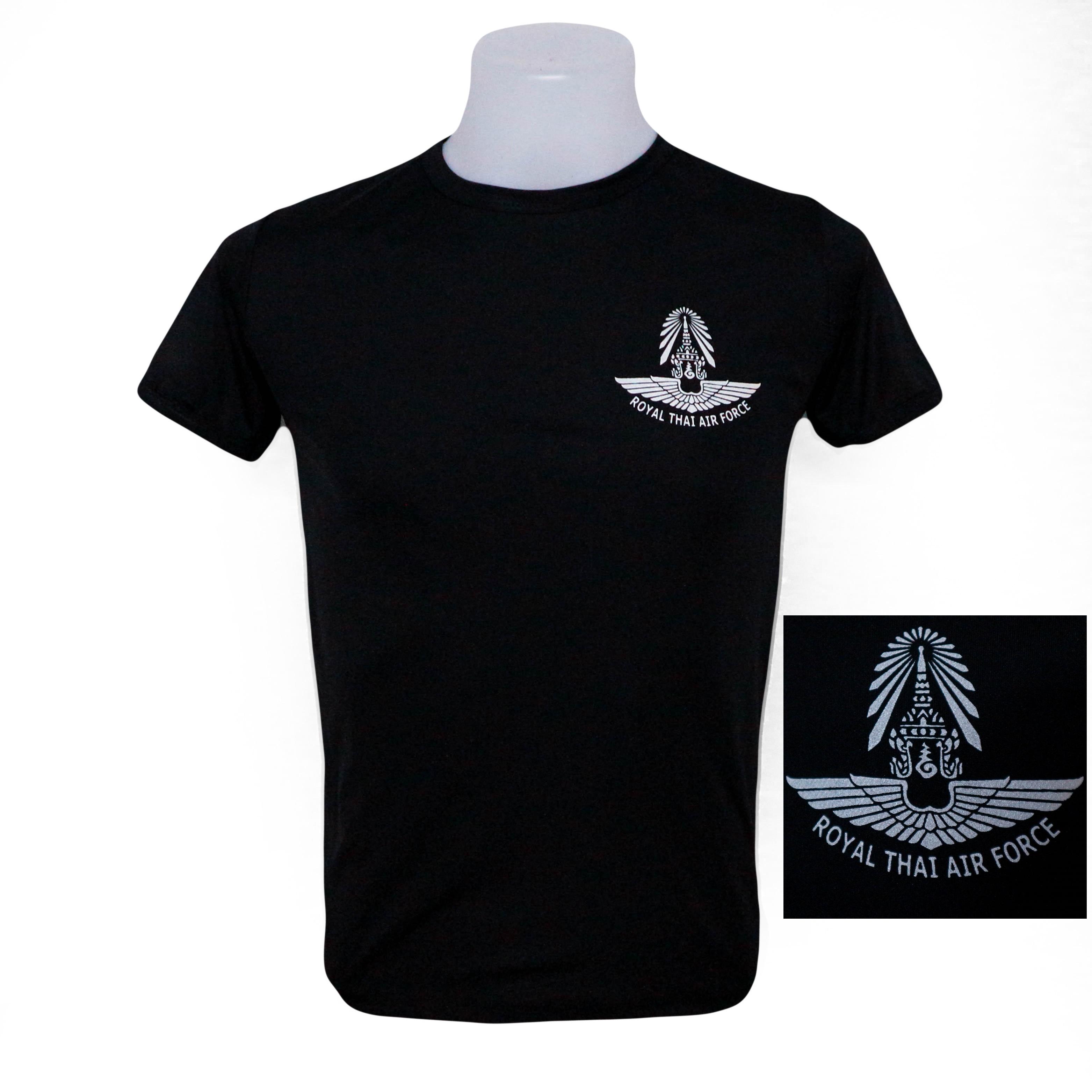 เสื้อยืด ทหารอากาศ สีดำ คอกลม ระบายอากาศดีเยี่ยม ไม่ขึ้นขน (มีชำระปลายทาง)