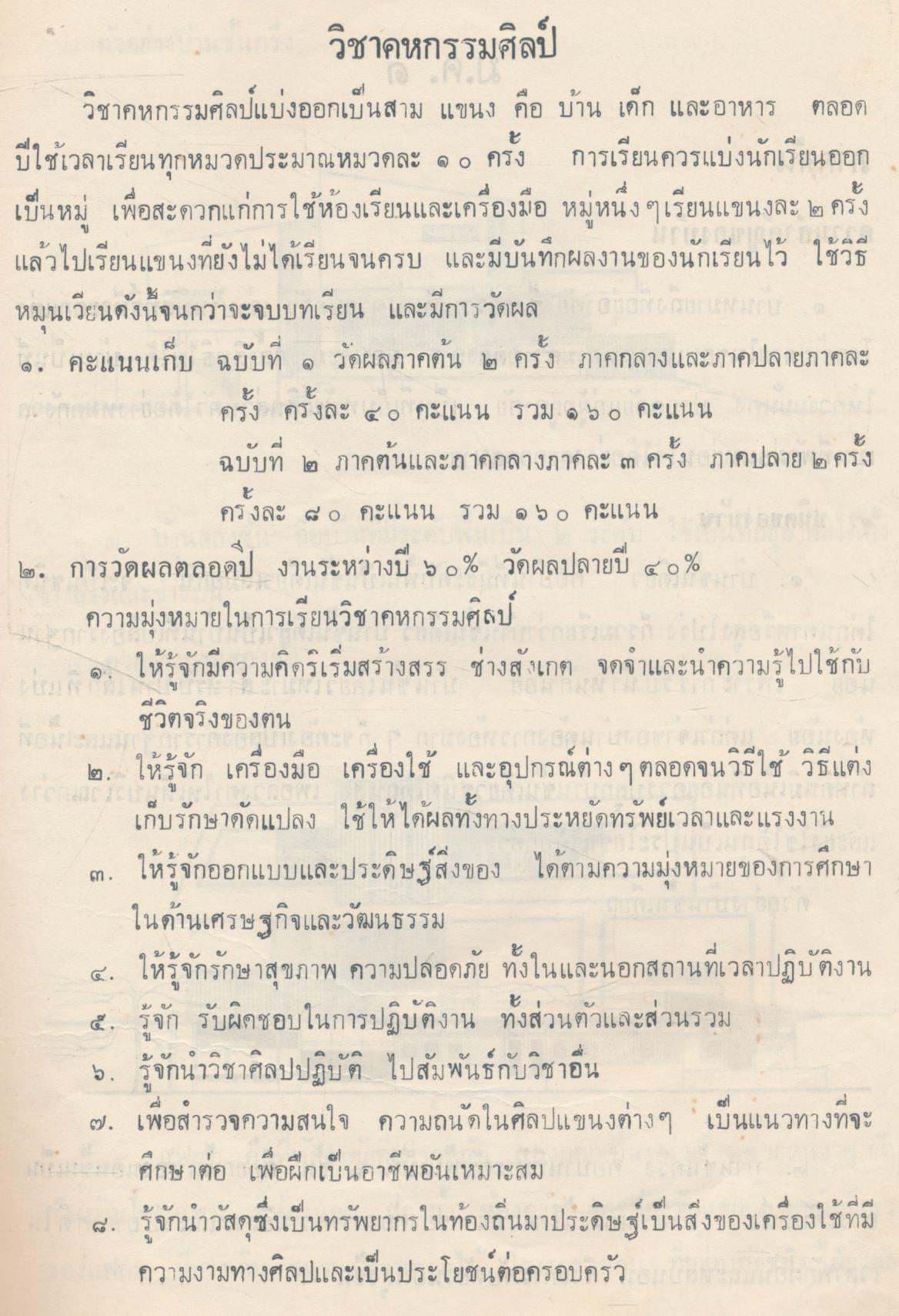 คู่มือครู ประโยคมัธยมศึกษาตอนต้น วิชาศิลปปฏิบัติ คหกรรมศิลป เล่ม ๑ ชั้นมัธยมศึกษาปีที่ ๑