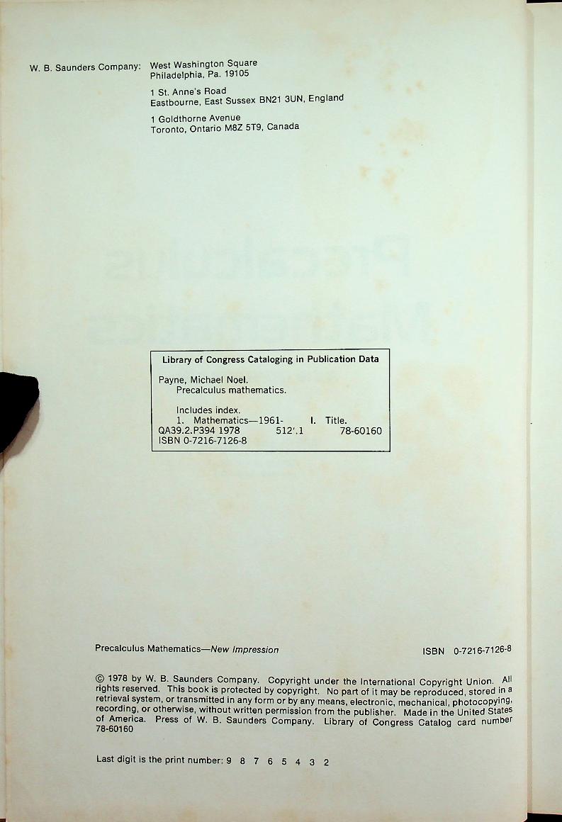 Precalculus Mathematics