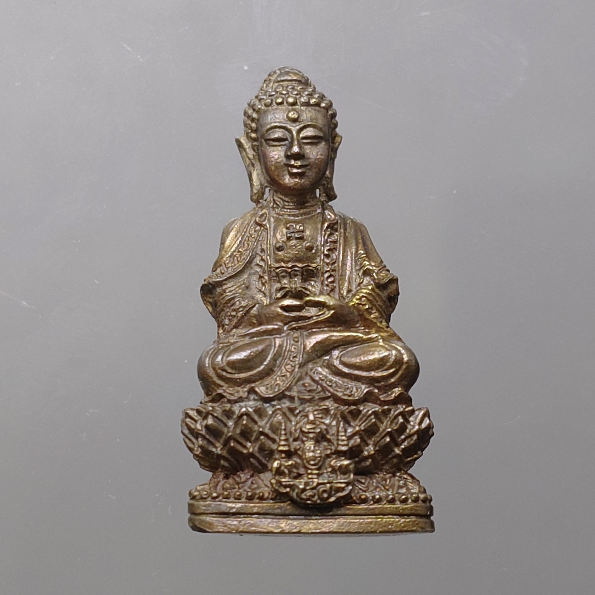 พระกริ่งจีน ต้าเยิ่นถะ เนื้อนวะโลหะ โครงการสร้างอาคารเรียน โรงเรียนกาญจนาภิเษกสมโภช ปี2539 พร้อมกล่องเดิม