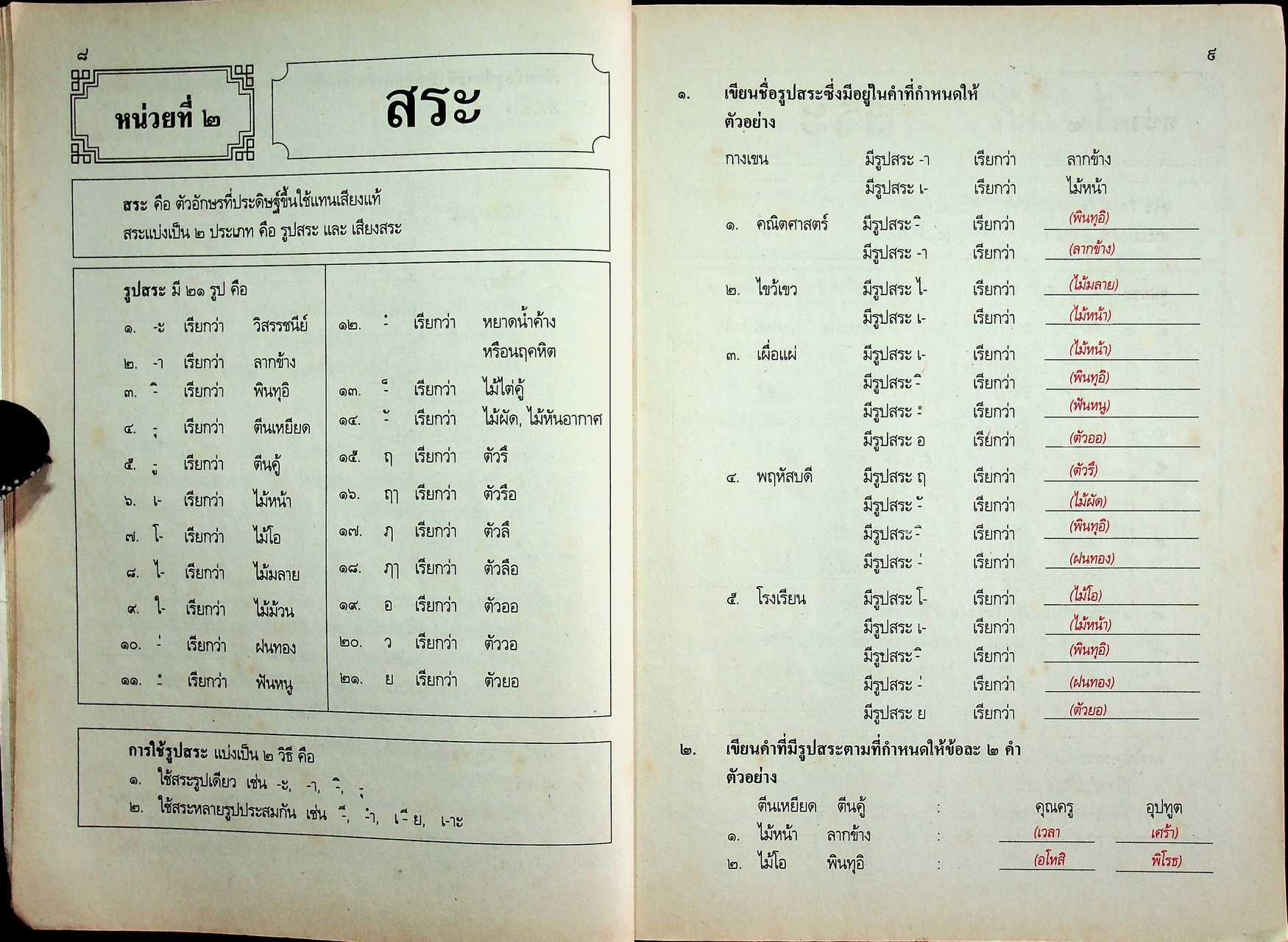 แผนการสอนวิชา ภาษาไทย ป.6 ตามหลักสูตรประถมศึกษา พ.ศ.2521 (ฉบับปรับปรุง พ.ศ.2533)