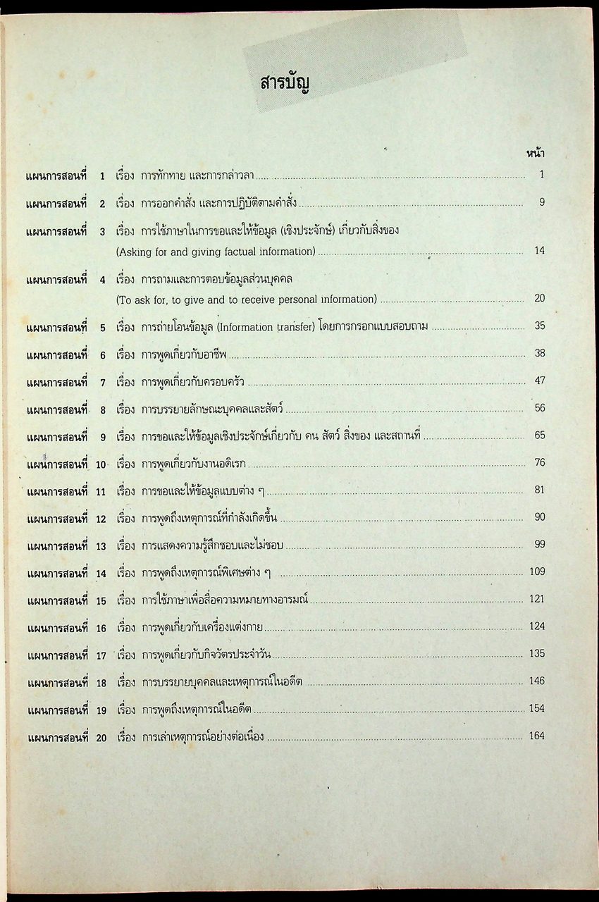 แผนการสอน รายวิชา อ 011 อ 012 ภาษาอังกฤษหลัก 5-6 GOAL BOOK 1 ระดับมัธยมศึกษาตอนต้น