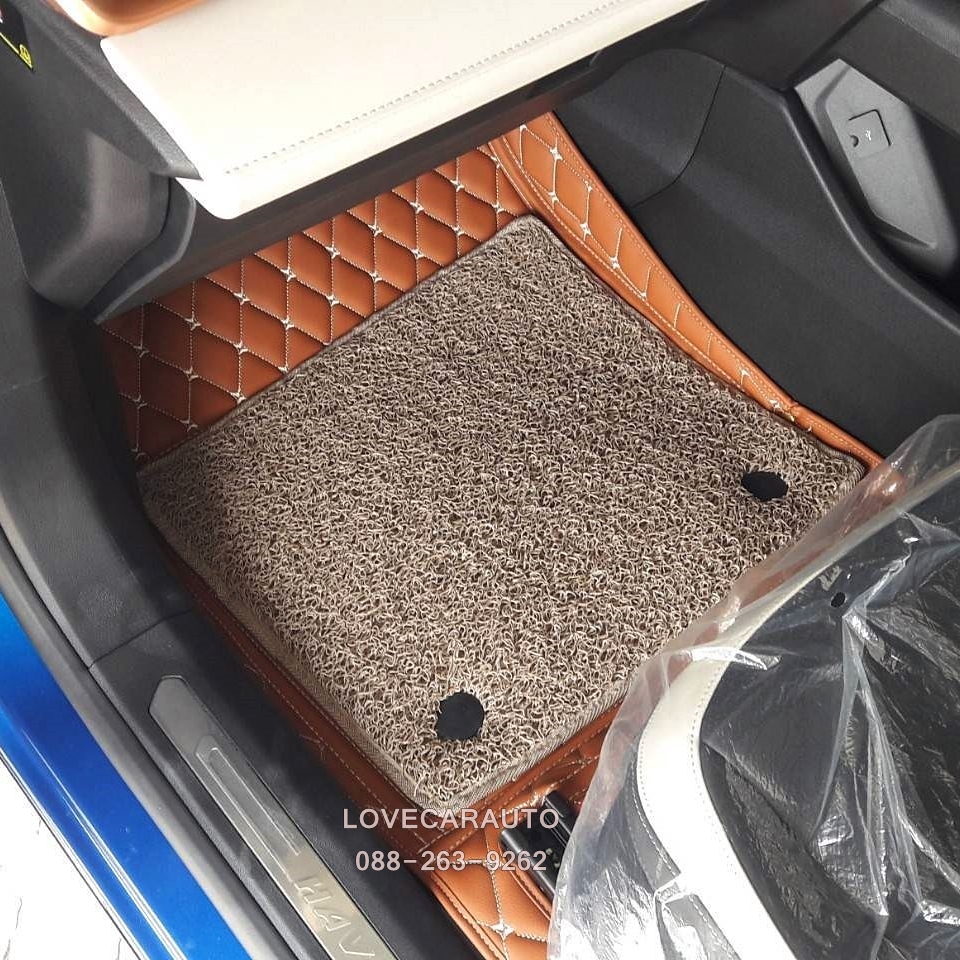 พรมปูพื้นรถยนต์ 7D Haval H6 น้ำตาลเข้ม+ไวนิลน้ำตาล