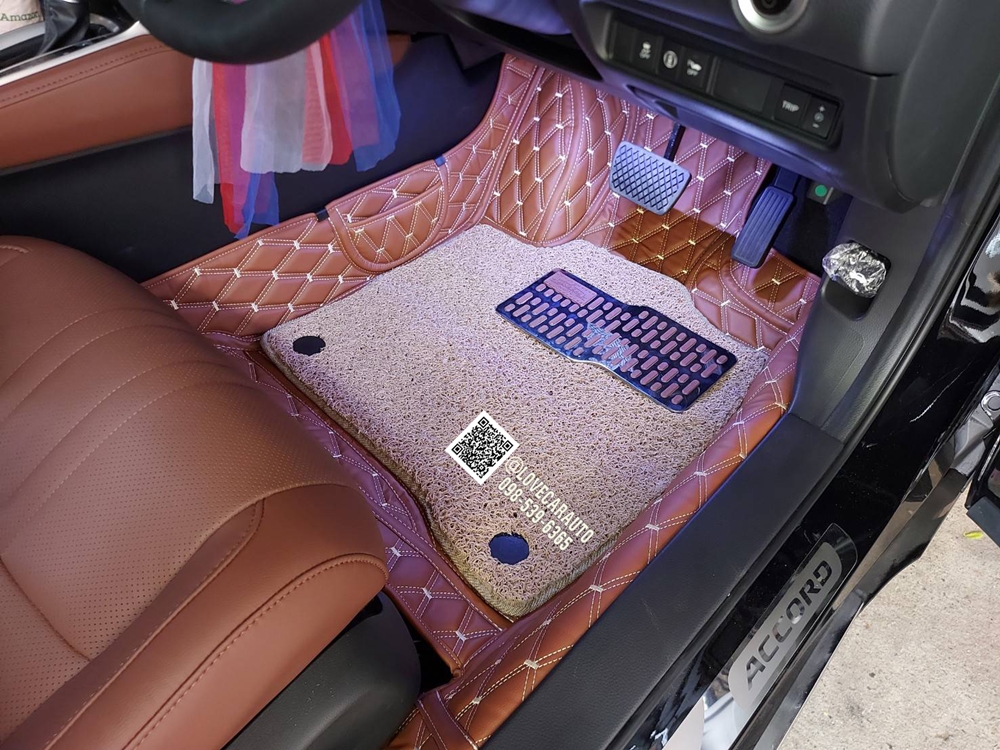 พรมปูพื้นรถยนต์ 7D Honda Accord G10 สีน้ำตาลเข้ม