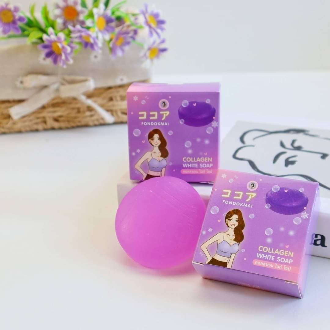 สบู่ฝนดอกไม้ สบู่คอลลาเจนไวท์ fondokmai collagen white soap