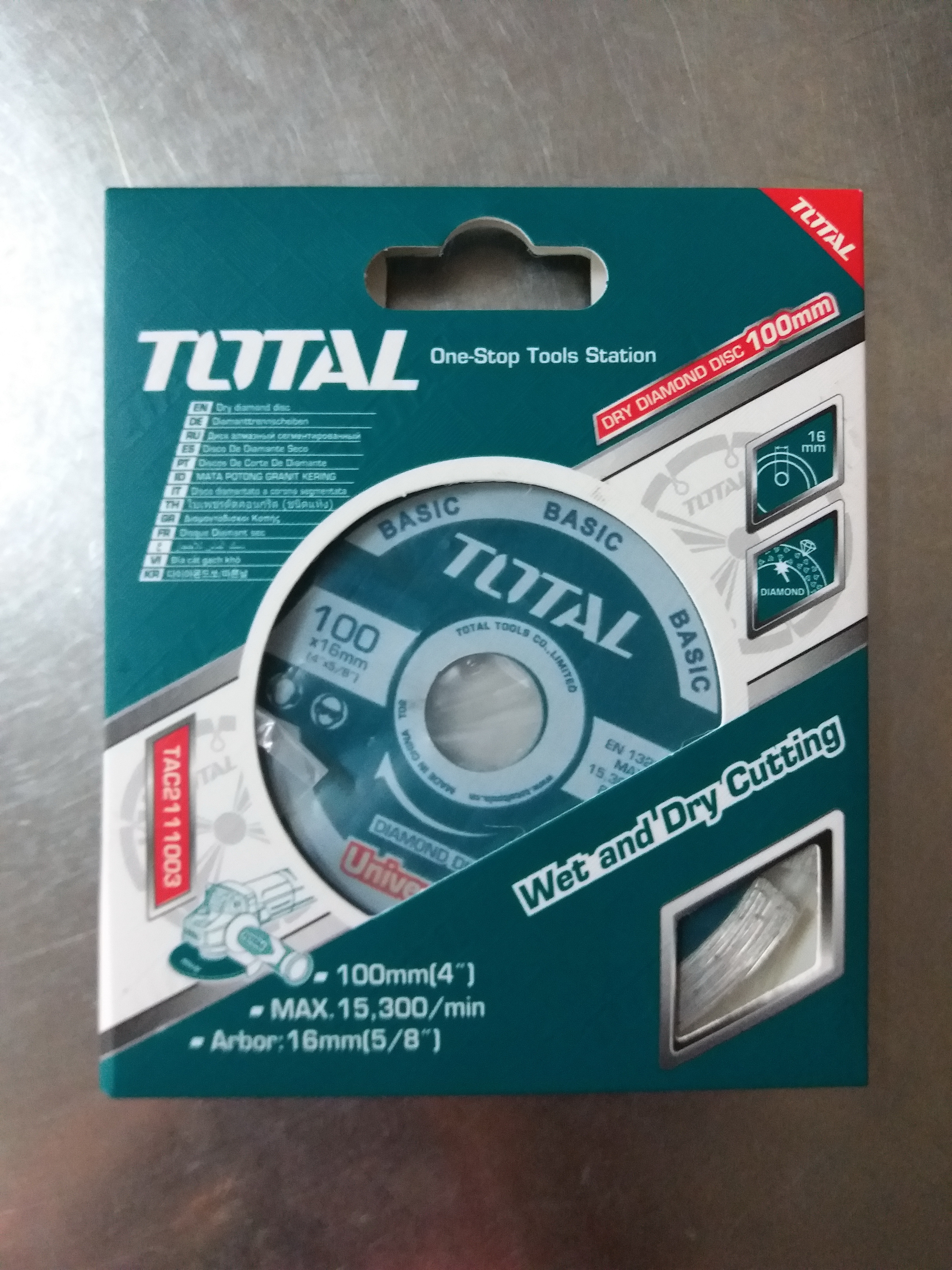 TOTAL ใบเพชรตัดคอนกรีต TAC2111003 ขนาด 4 นิ้ว 9 ร่อง แบบแห้ง DIAMOND DISC แผ่นตัดปูน ใบตัดเพชร ใบตัดคอนกรีต