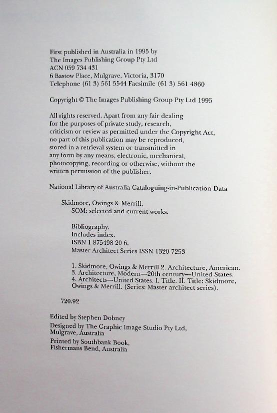 THE MASTER ARCHITECT SERIES SKIDMORE, OWINGS & MERRILL