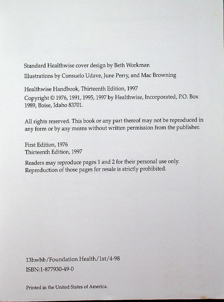 Healthwise HANDBOOK A Self-Care Manual for You