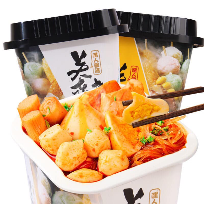 วุ้นเส้นลูกชิ้นปลาหม่าล่า ไส้ทะลัก GuanDongZhu 嘿人部落香辣味