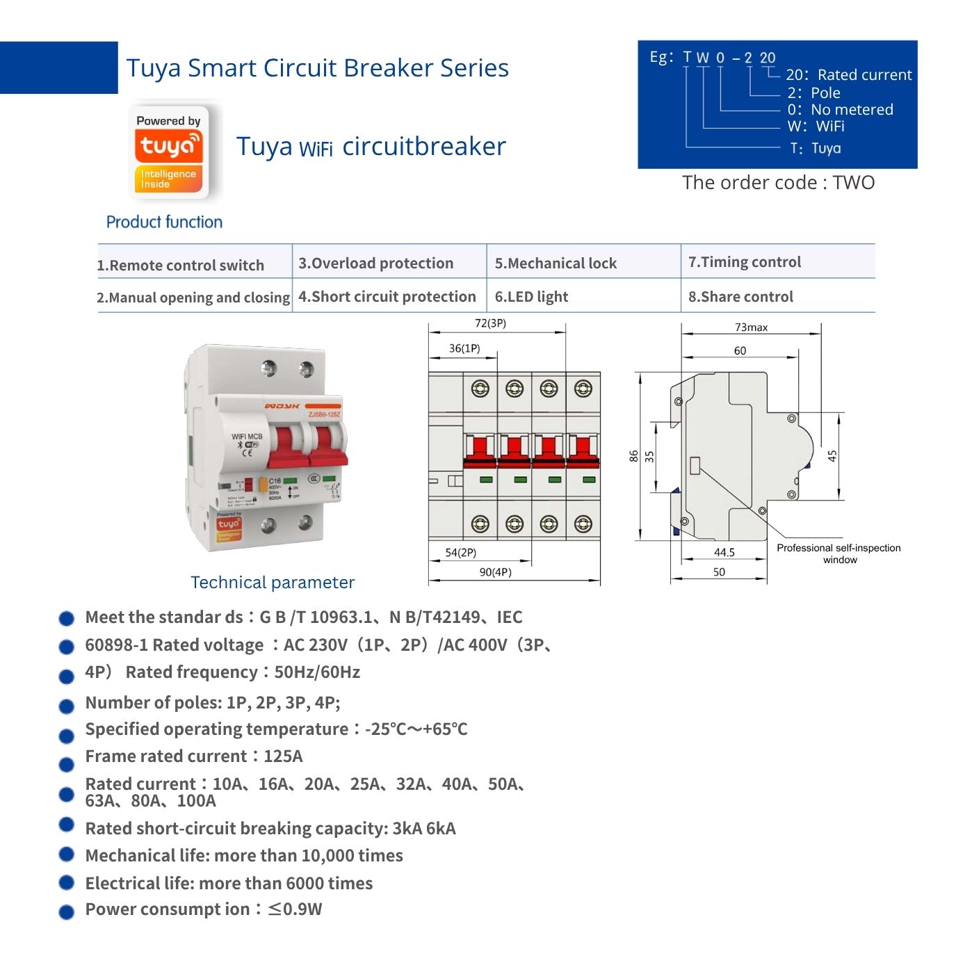 WiFi Circuit Breaker 2P /3P 3Phase