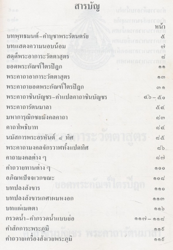 พระอาการะวัตตาสูตร ยอดพระกัณฑ์ไตรปิฎก คาถาชินบัญชร พระคาถารัตนมาลา อนุสรณ์ งานฌาปนกิจศพ คุณแม่ตาบทิพย์ กาญจนาคม พ.ศ ๒๕๓๔