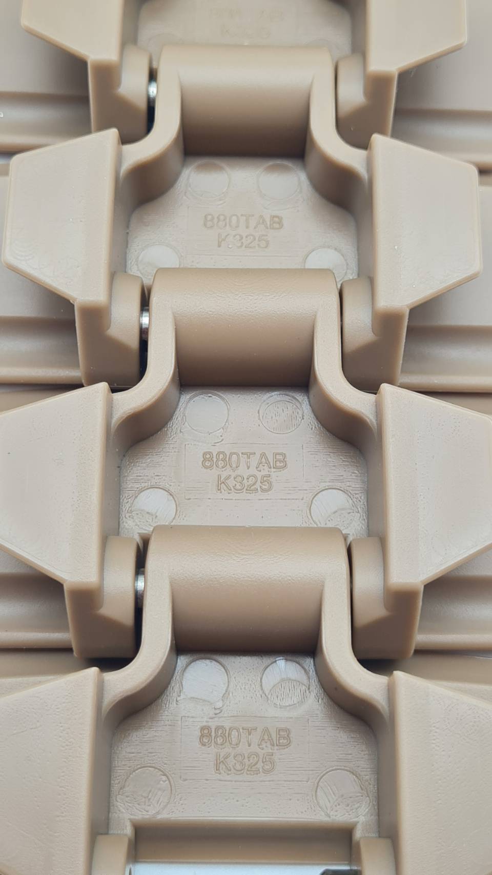 สายพานลำเลียงแบบทางโค้งTop chain 880 K325 สำหรับโรงงานน้ำดื่มและระบบขนถ่ายวัสดุยาว 3เมตรต่อกล่อง