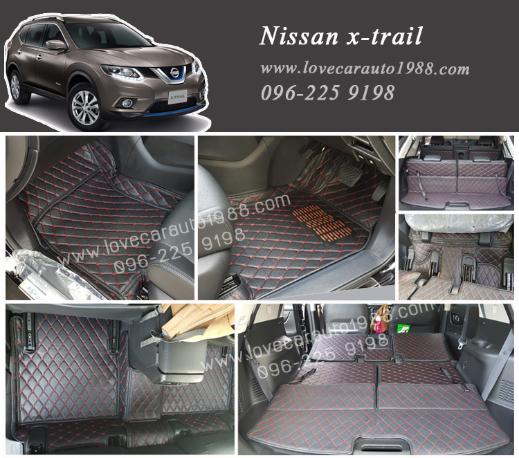 พรม 6D Nissan x-trail สีดำด้ายแดง (7ที่นั่ง)