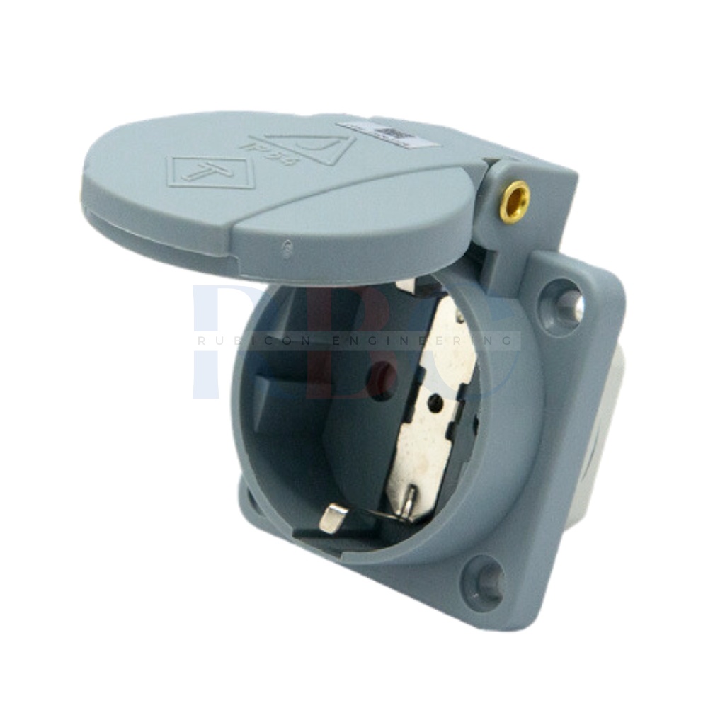 "DAKO PLUG" DKN 312E เต้ารับเยอรมันฝัง สีเทา (2P+E) 16A 230V IP54