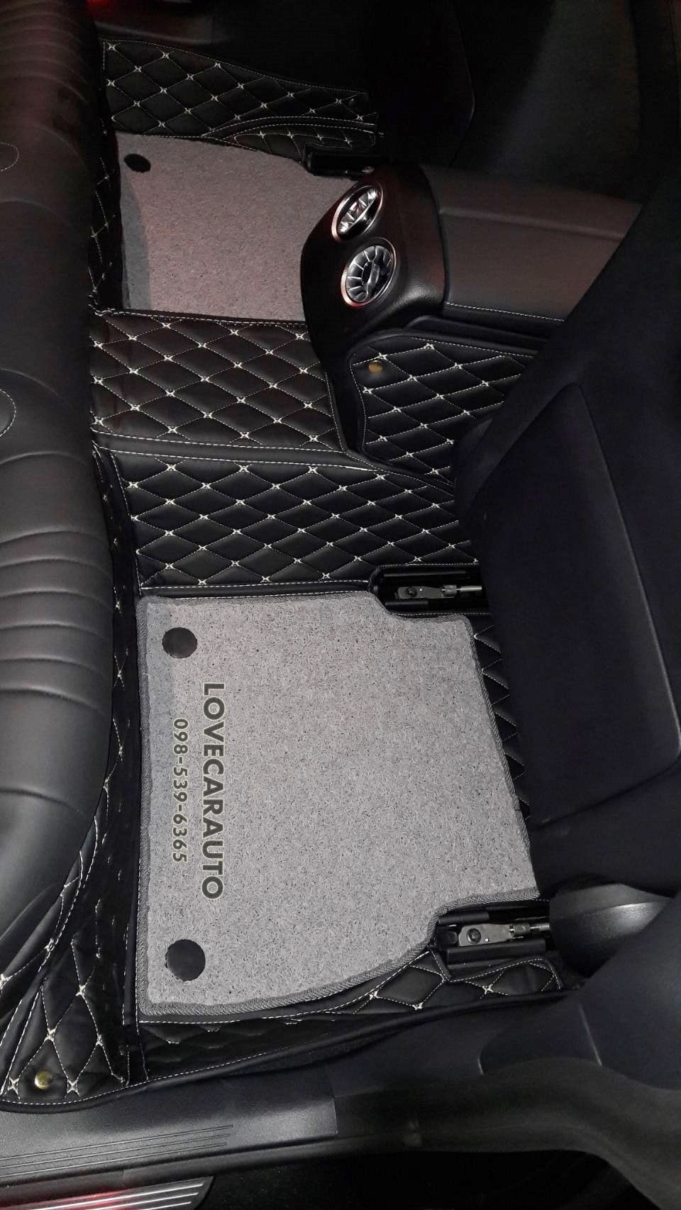 พรมรถยนต์ 7D Mercedes-Benz CLS 220d ไวนิลสีเทา +ดำด้ายทอง