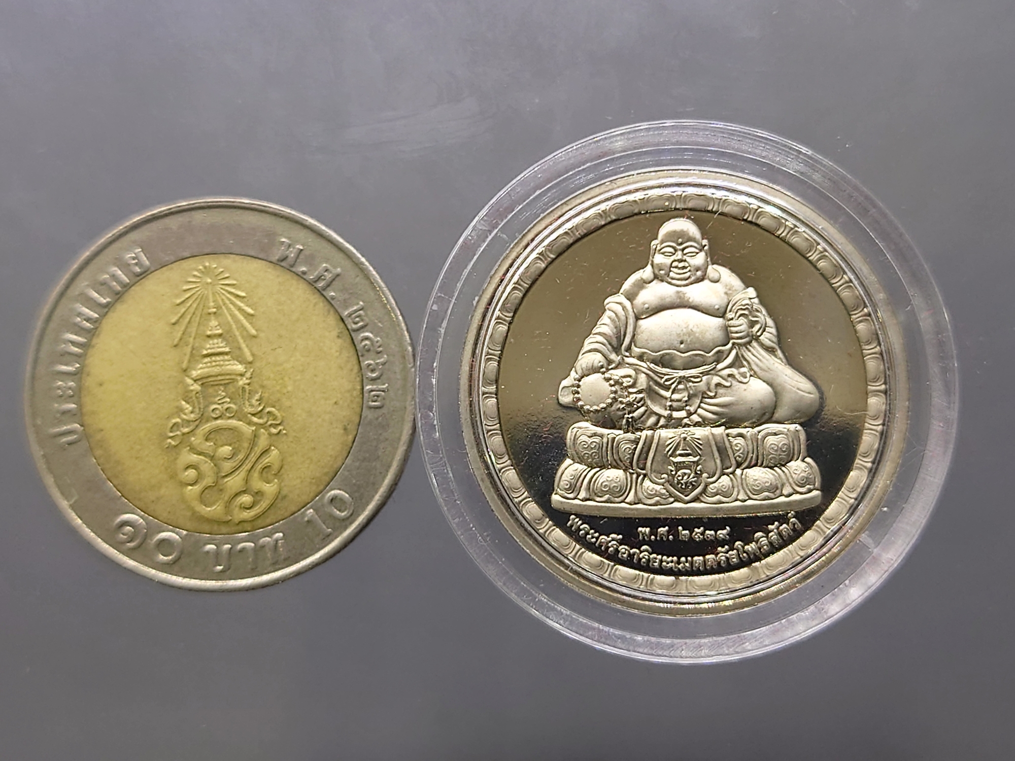 พระสังกัจจายน์ หลัง พระมหาโพธิสัตว์กวนอิม เนื้อนิเกิล ขัดเงา พ่นทราย วัดโพธิ์แมนคุณาราม ปี2540 พร้อมใบรับรอง กล่องเดิม