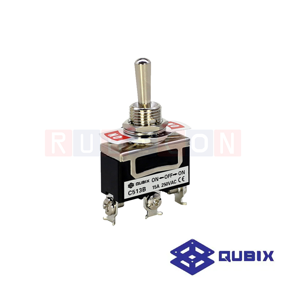 QUBIX C513B ท๊อกเกิ้ลสวิตช์ 1P 3 ขั้ว 15A / 250V (ON-OFF-ON Go-on ) Screw type (TOGGLE SWITCH)